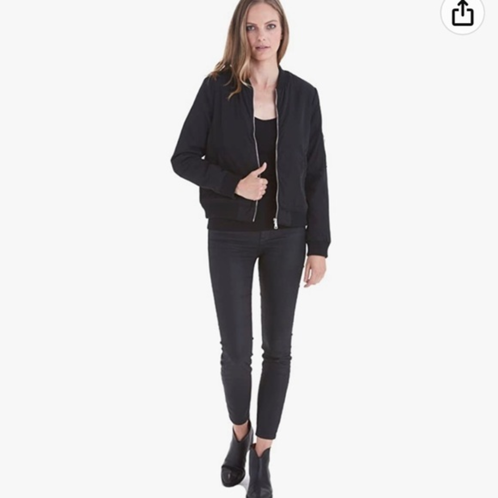 Love Token Faux Fur‎ Lined Black Bomber Jacket Size Small Women